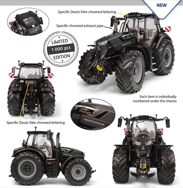 UH 2025 Deutz Fahr 7250 TTV Warrior Gloss Black Edition 1:32 binnenkort leverbaar